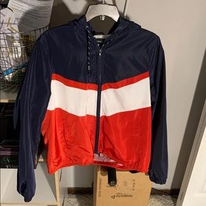 Red white and blue wind breaker
